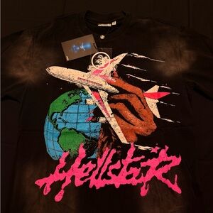 Hellstar Black Graphic Tee with Pink Accents